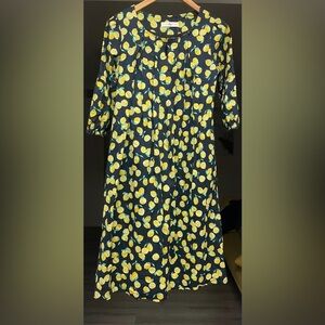 Lemon Print Black Dress